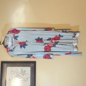 LuLaRoe Sage Green, Dusty Rose, and White Floral Patterned Dress